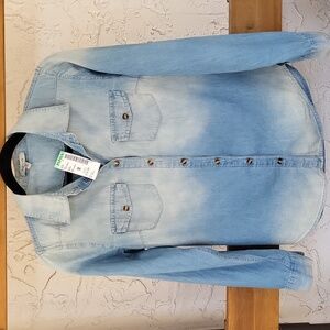 Papaya Chambray Cotton Button-Up Shirt